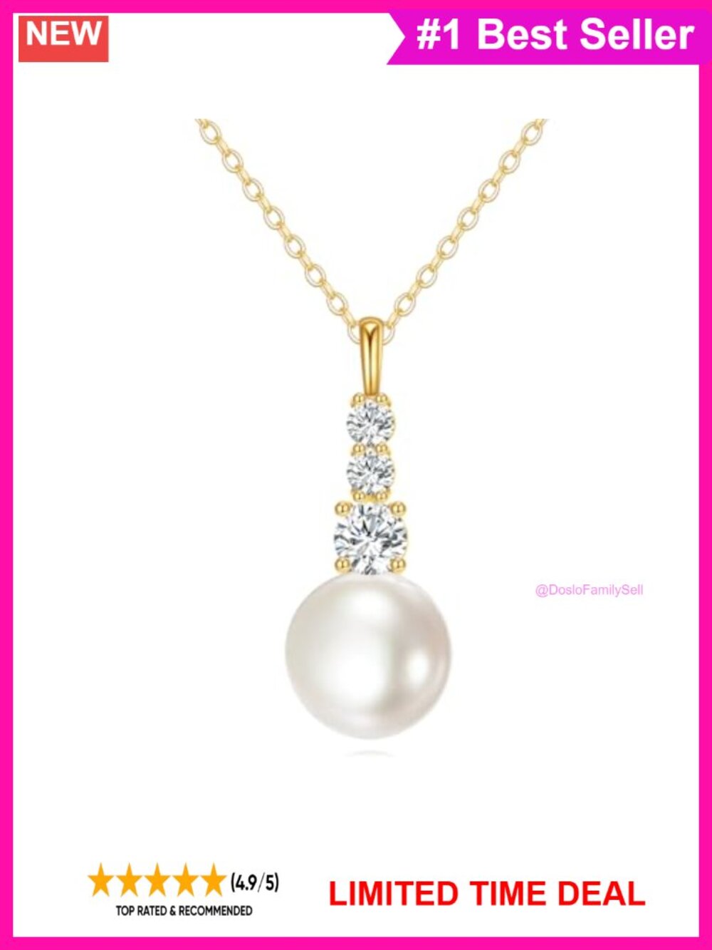 14K Gold Freshwater Pearl Choker Necklace Cubic Zirconia 8mm AAA+